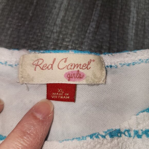 Red Camel Girls White Blue Pocket Lace Long Sleeve Blouse Top XL Shirt - Picture 5 of 6